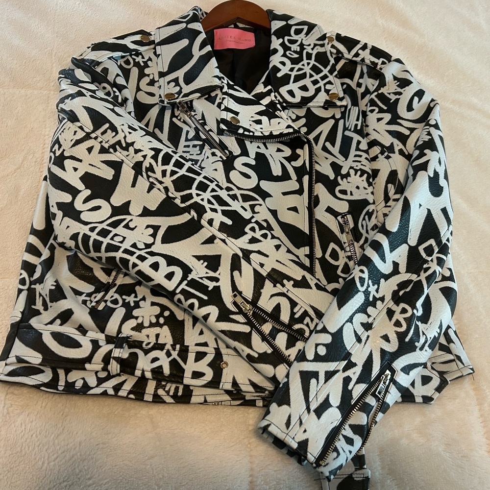 Leather graffiti jacket